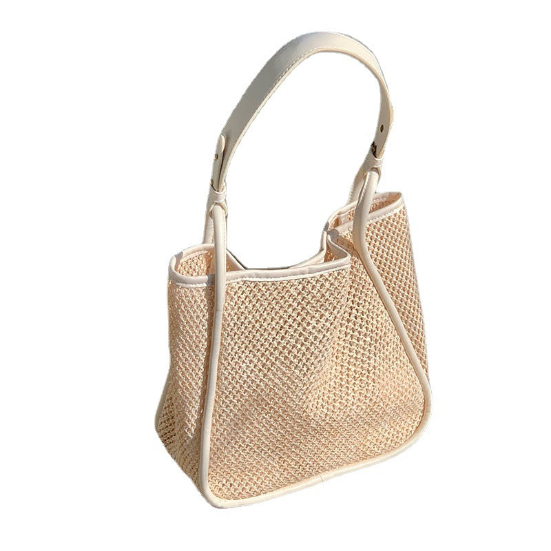  VALICLUD Knitted Bags Drawstring Woven Bag Drawstring Bag  Shoulder Bags Beige Straw Bag Cherry Shoulder Bag Straw Bucket Bag :  Clothing, Shoes & Jewelry