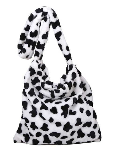 Load image into Gallery viewer, Women Plush Crossbody Bags Cow Print Handbag
